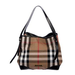 Burberry Leather-Trimmed House Check Shoulder Bag